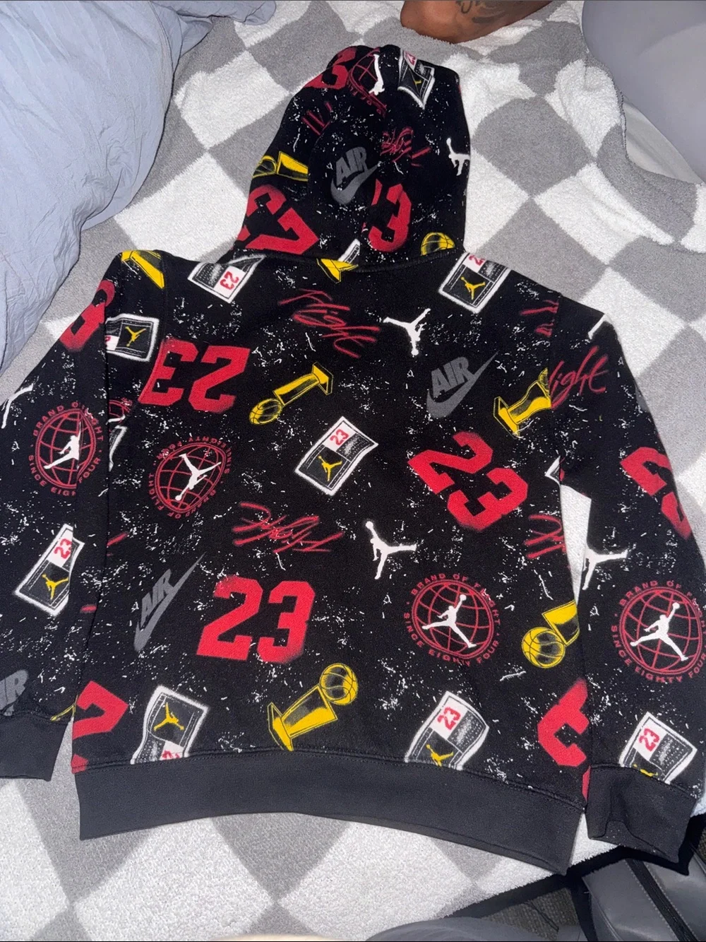 Jordan Black Hoodie with Red & Yellow Graphic Print